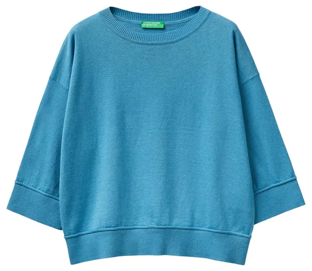 Benetton Maglieria Maglione Donna girocollo boxy costa