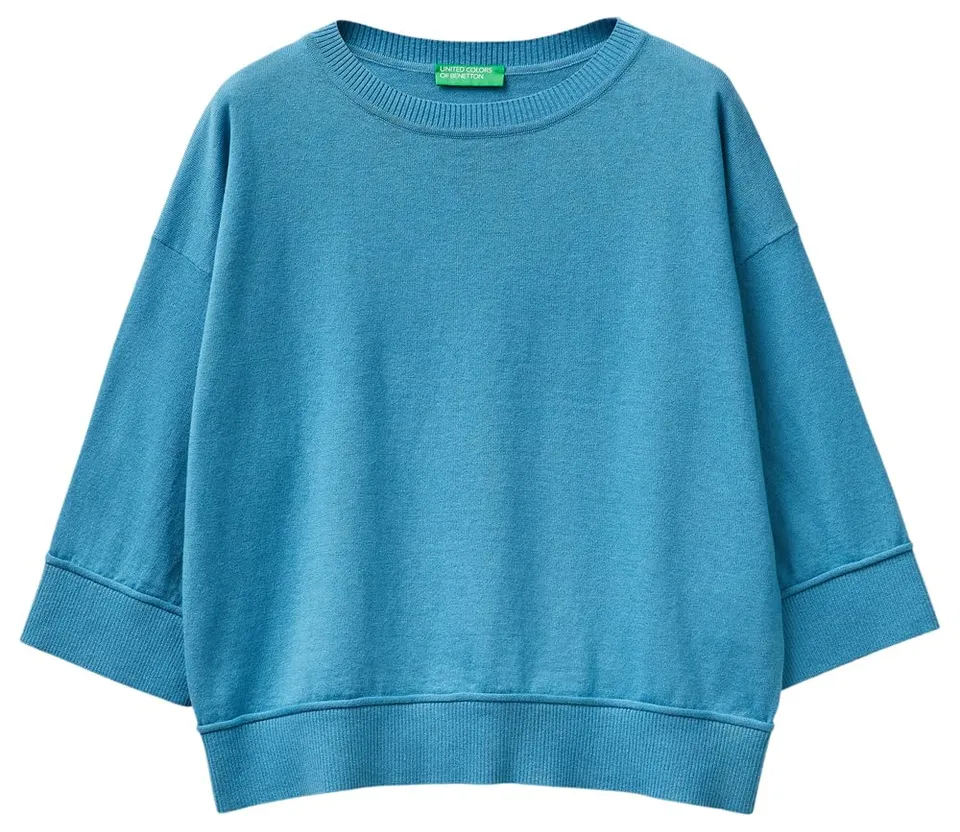 Benetton Maglieria Maglione Donna girocollo boxy costa