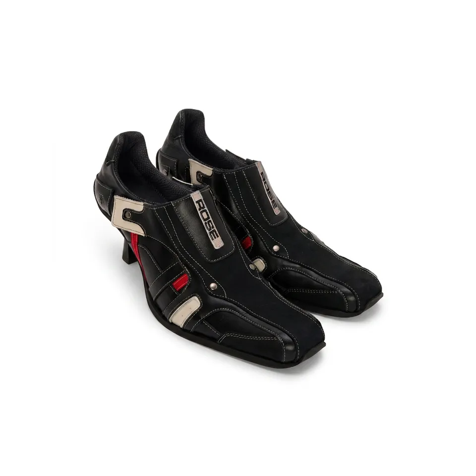 Martine Rose Sporty Heel scarpe nere pelle tacco medio
