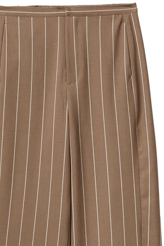 Benetton Pantalone Gessato Gamba Larga Donna