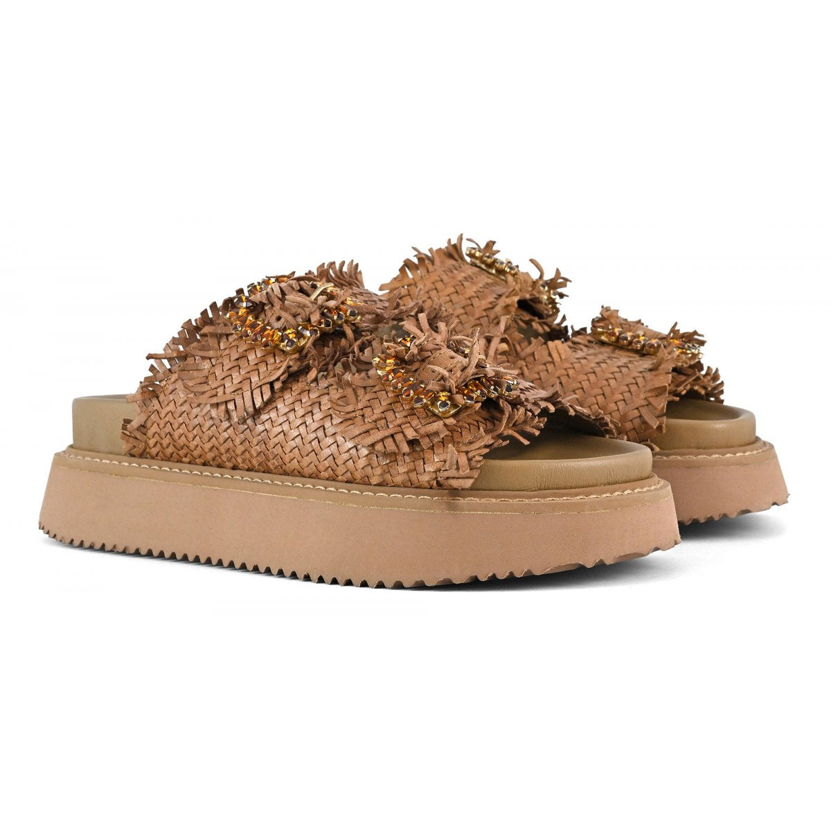 Coral Blue CB K225 02 sandalo gioiello donna Cognac platform