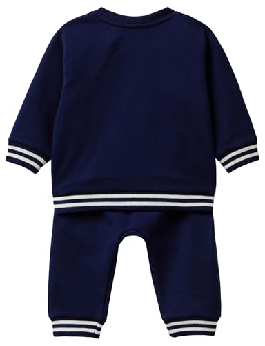 Benetton Tuta Neonato 32knak00q Blu Taglia 50 Cotone