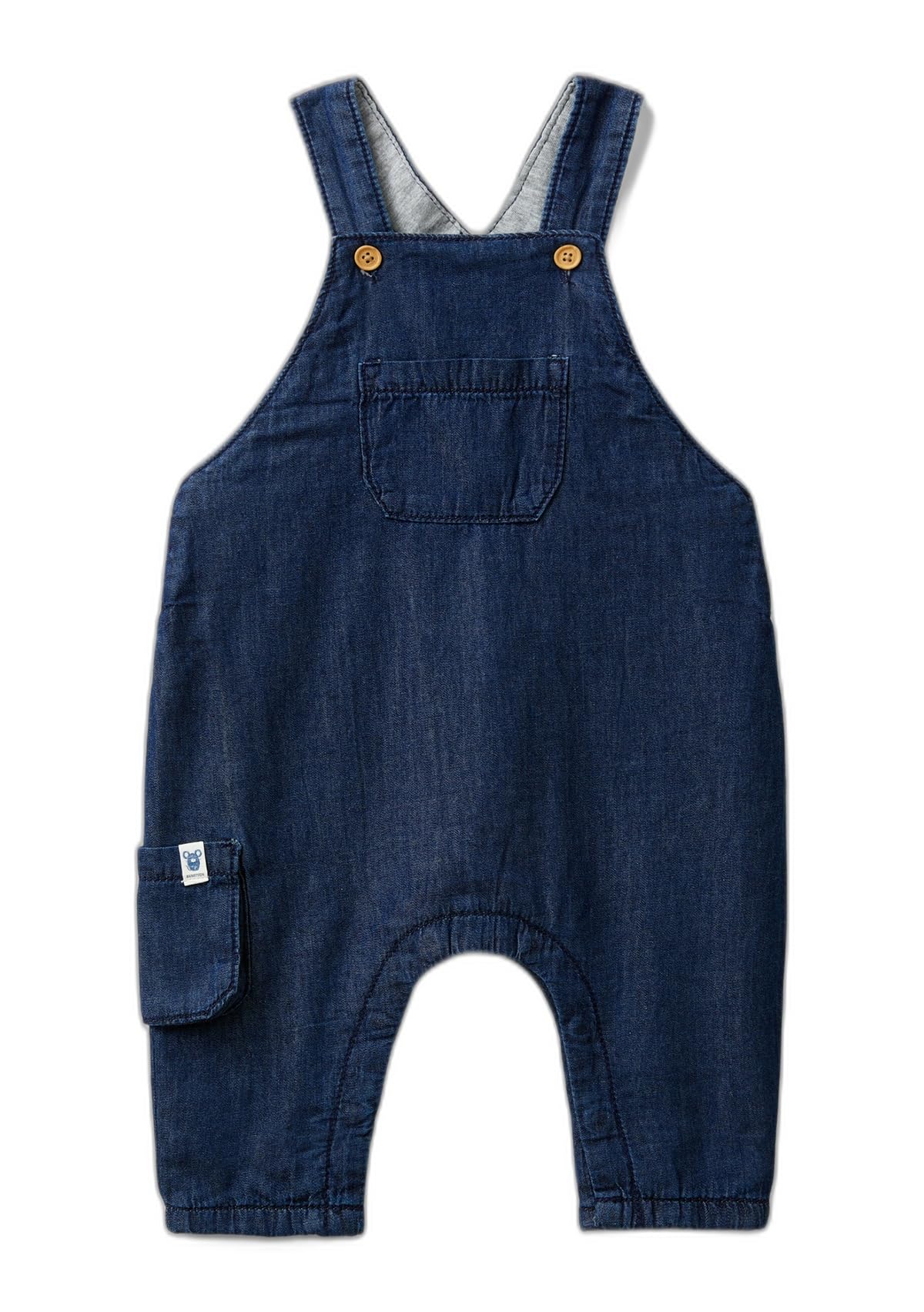 Benetton Salopette Denim Donna Fodera a Quadri