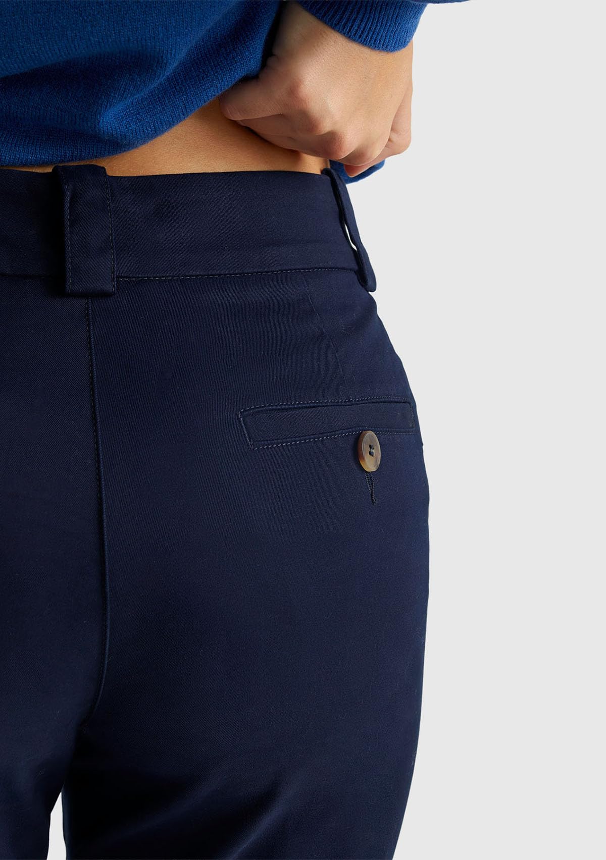 Benetton Pantaloni Twill Cotone Donna Dritto Classico
