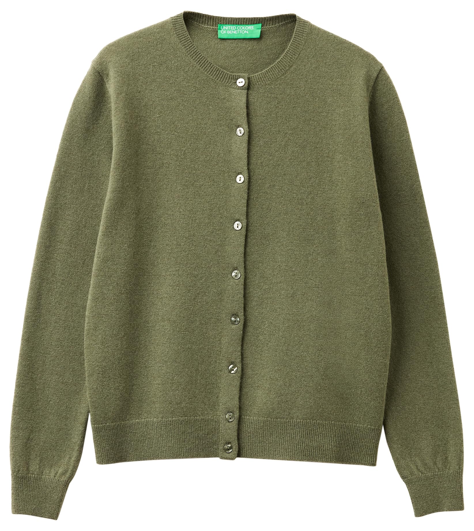 Benetton Cardigan Coreana Donna Rosa Lana Merino