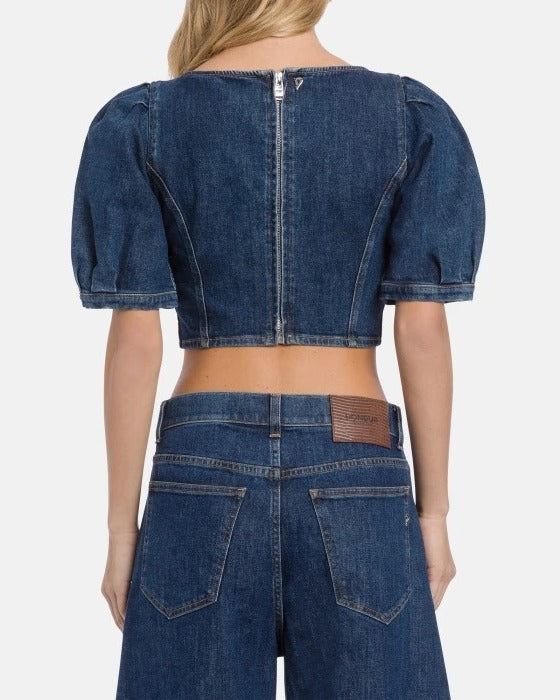 Dondup DC459 DSE340D Top Cropped Denim Blu Taglia 40