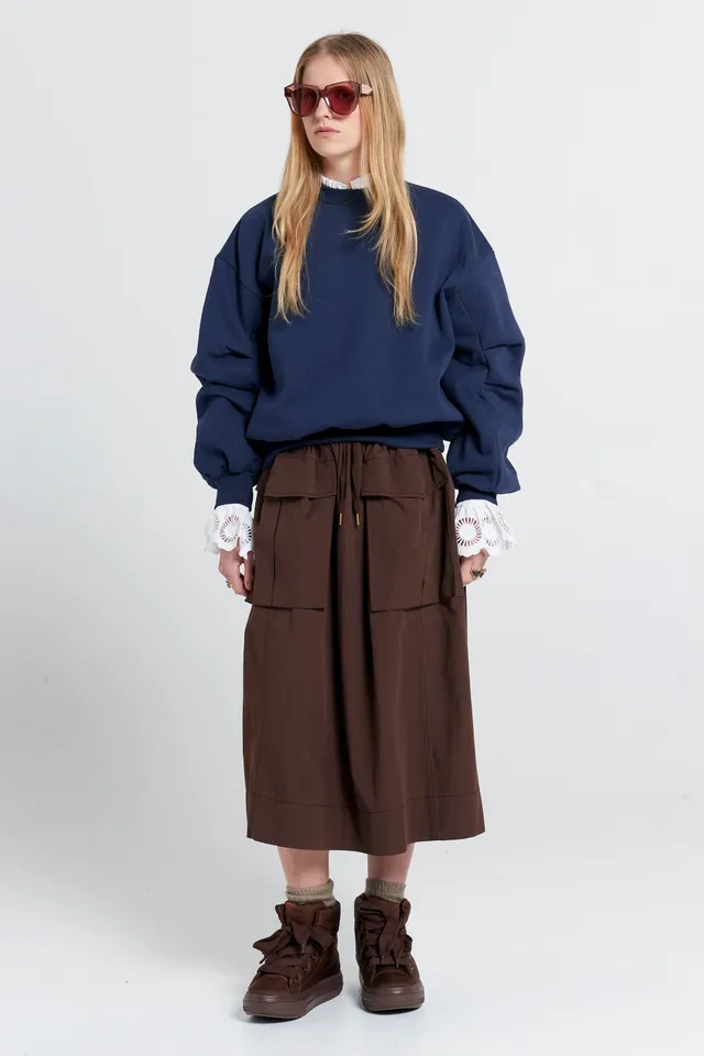 Karen Walker League gonna midi chocolate cotone