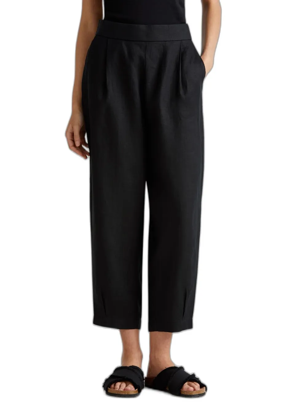 Benetton 4aghdf08l pantalone donna S lino nero