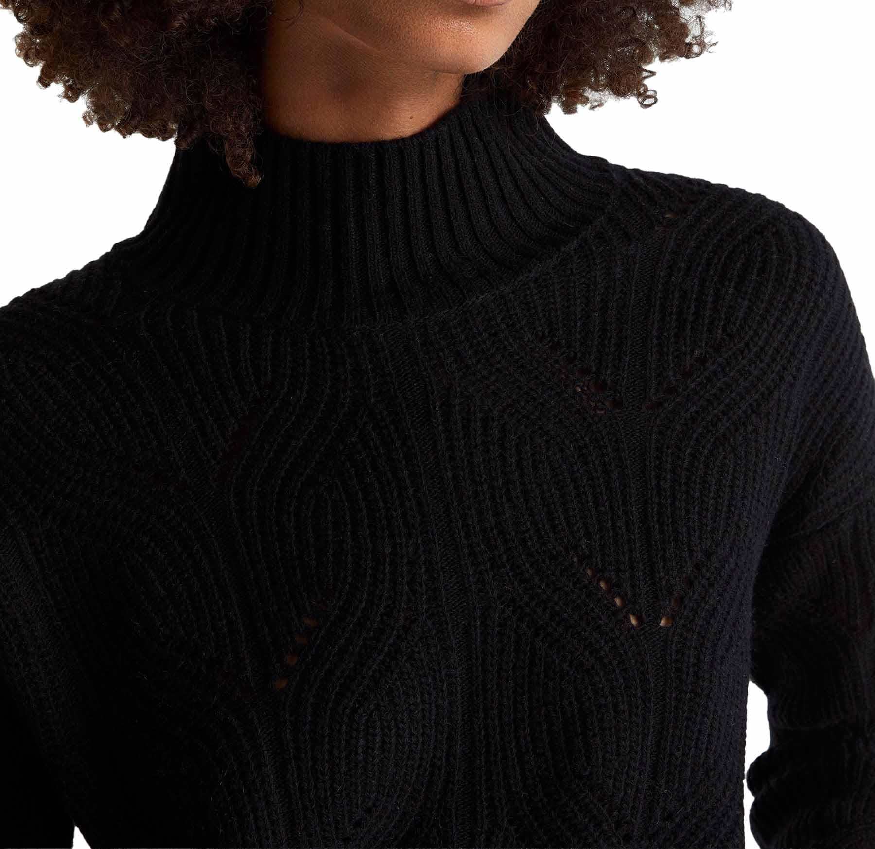 Benetton Maglieria 1fdfd10f2 Maglia Donna Collo Alto Nero Inglese