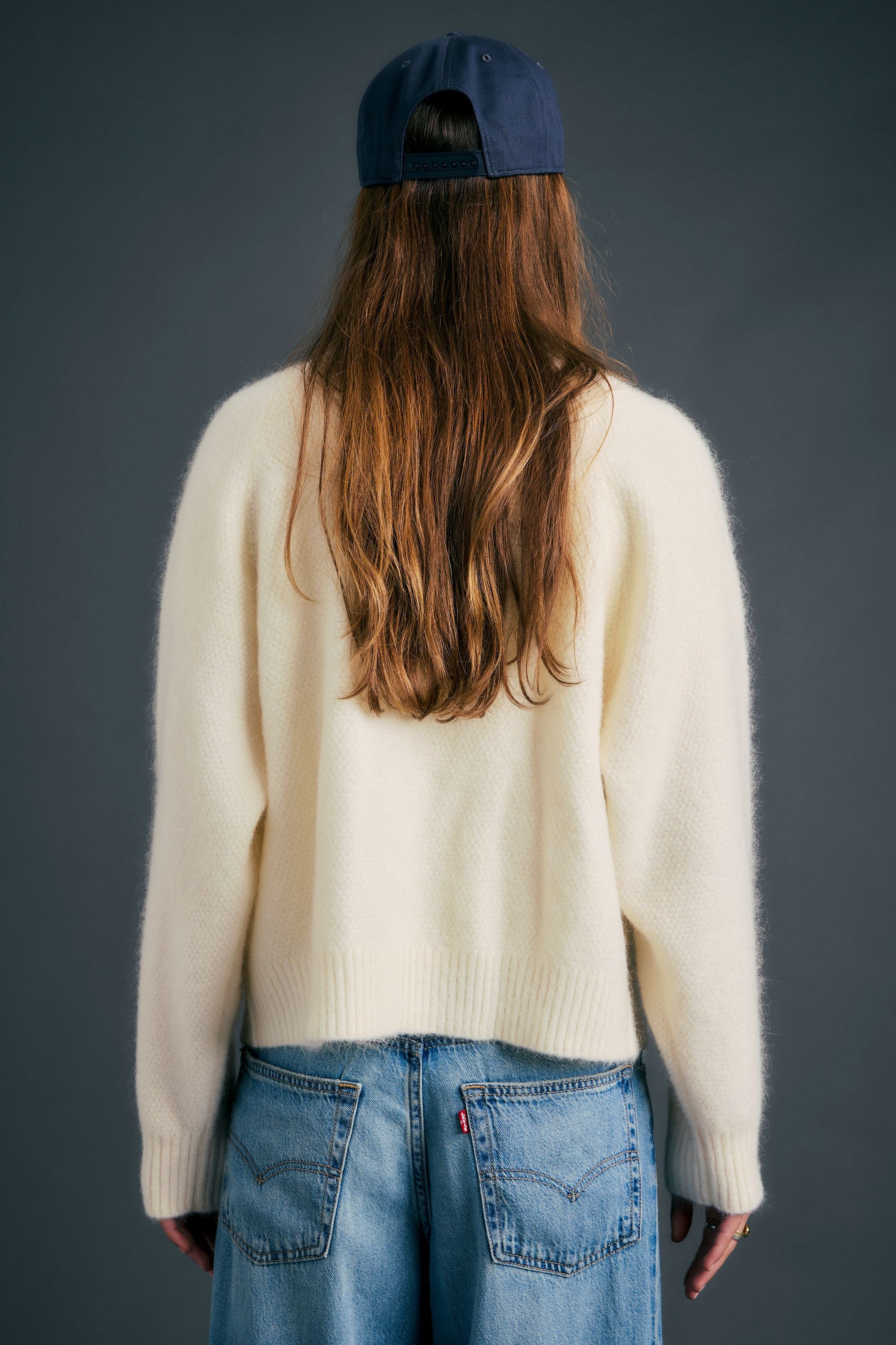 Karen Walker Nestle Knit Bomber maglia Ivory mohair zip