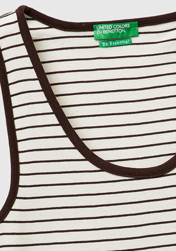 Benetton 339PDH018 Canottiera Donna Panna Coste