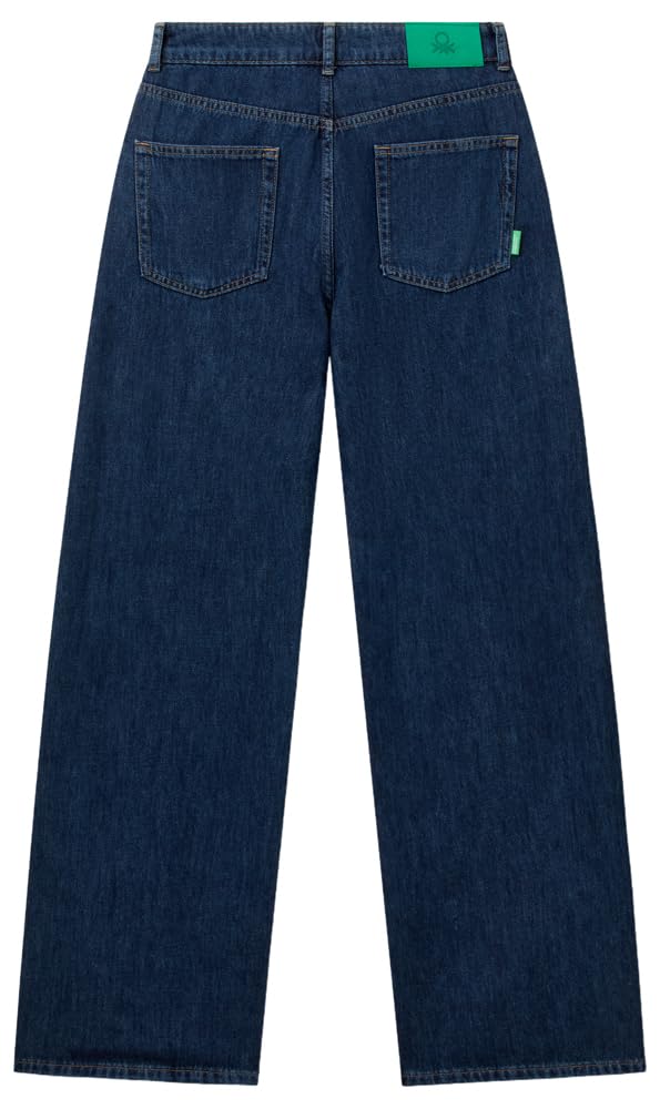 Benetton 43UNDE02B jeans donna blu wide fit cotone