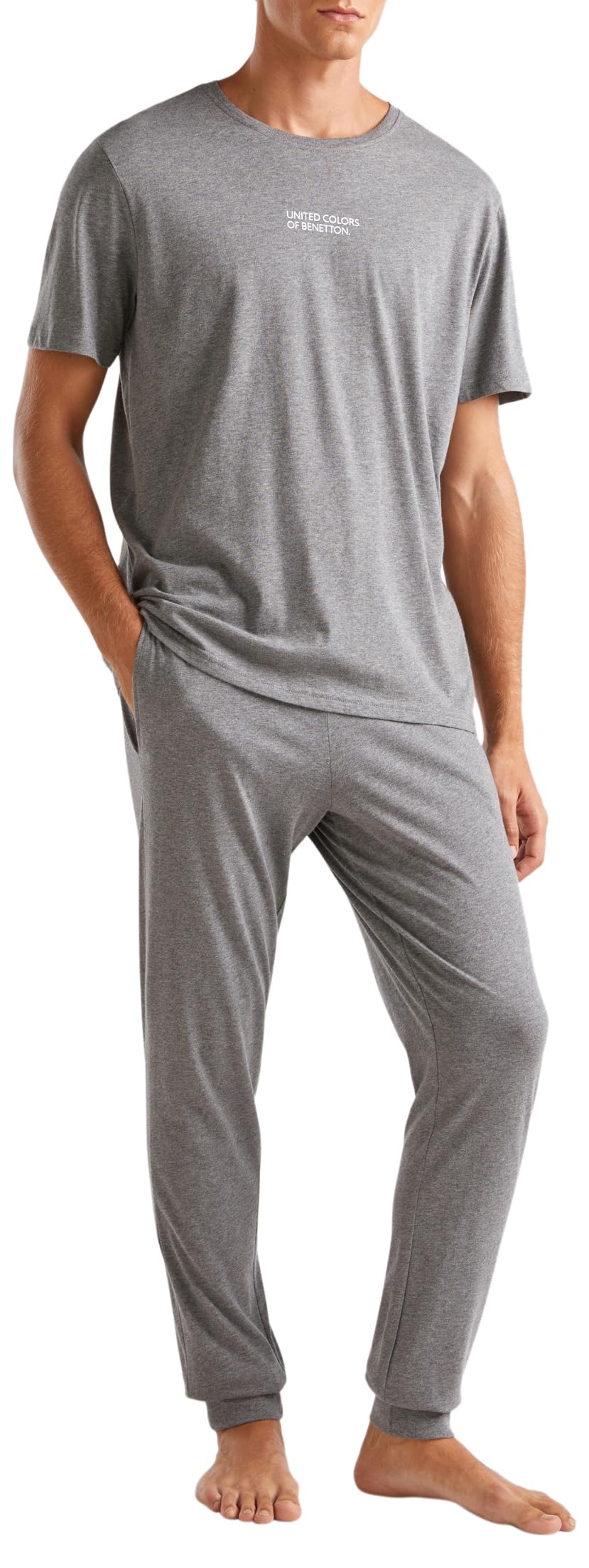 Benetton 30964F00G Pantalone Pigiama Uomo Jersey Blu