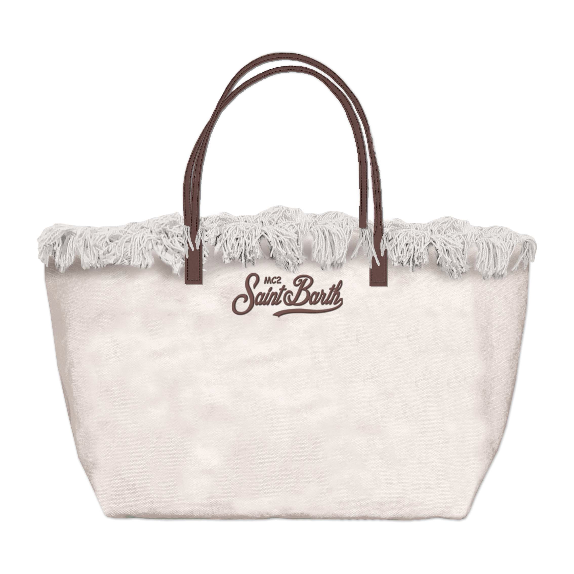 MC2 Saint Barth City Bag Fringe borsa donna bianca canvas