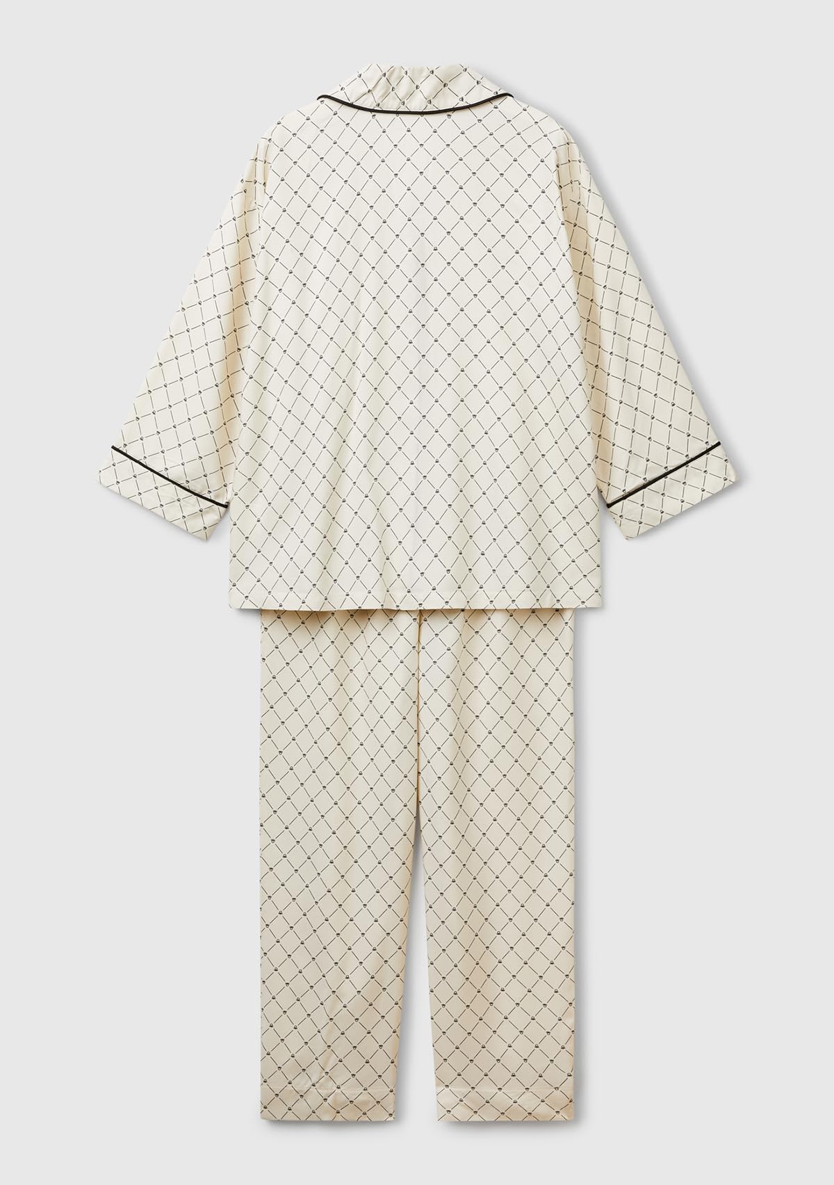 Benetton Pigiama Donna Camicia Pantaloni Capri Monogram
