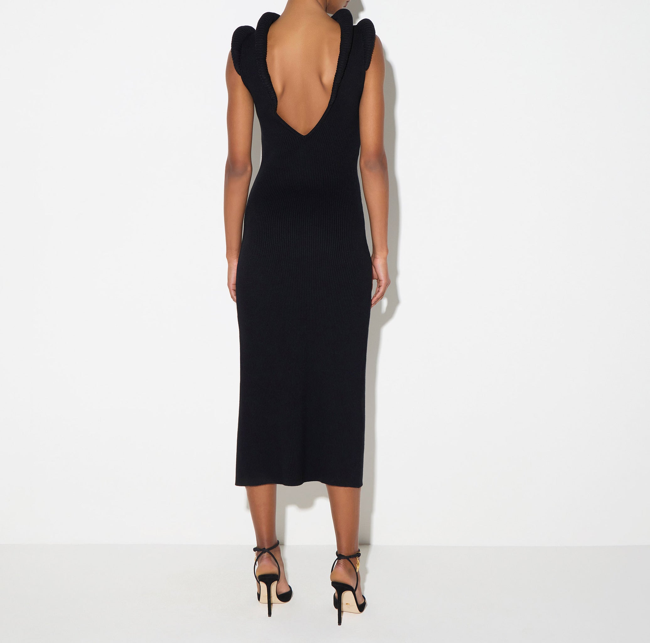 Elisabetta Franchi AM14S66E2 Abito Midi Nero Costine