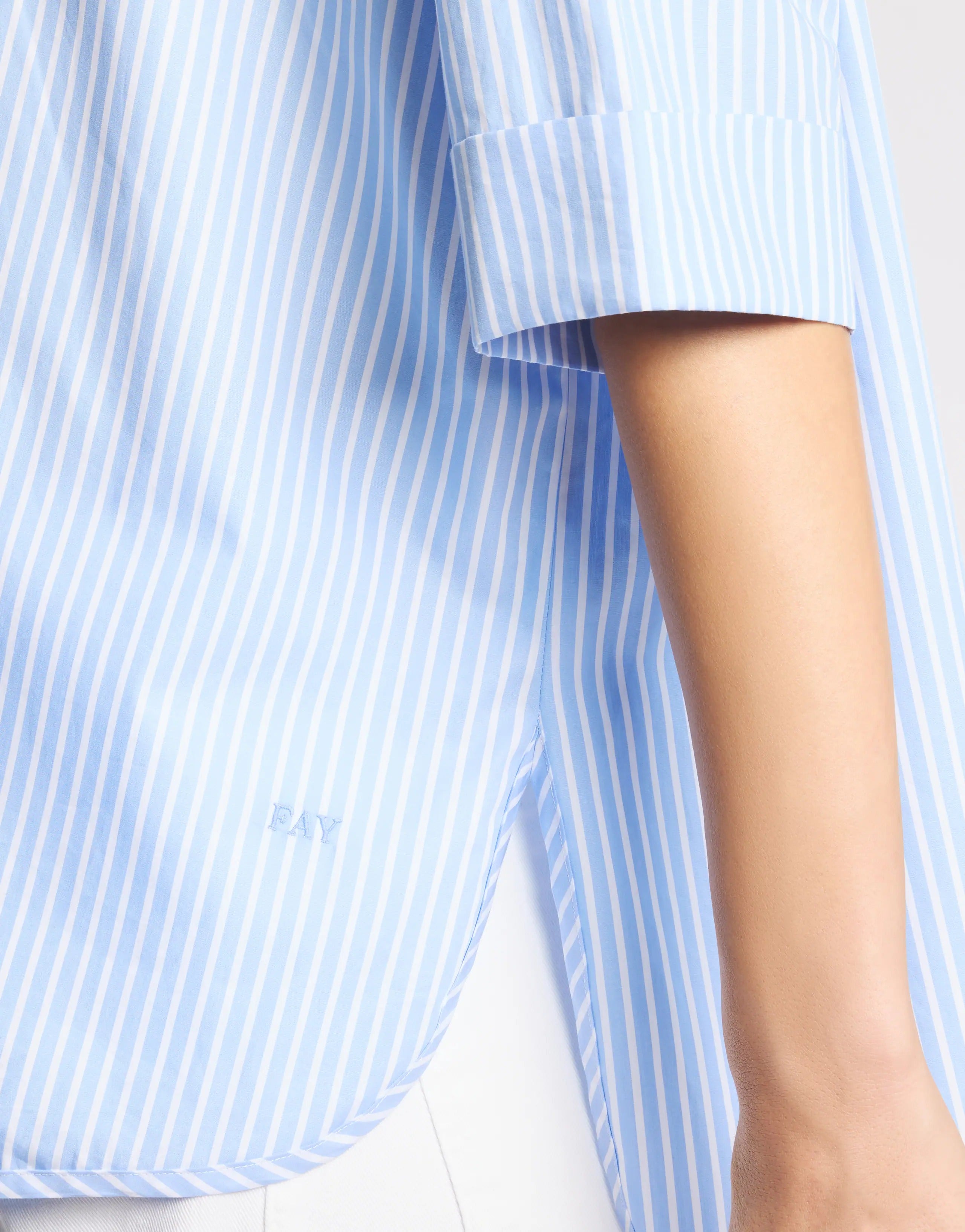 Fay NCWA552552SZC Camicia Righe Bianco Azzurro Cotone