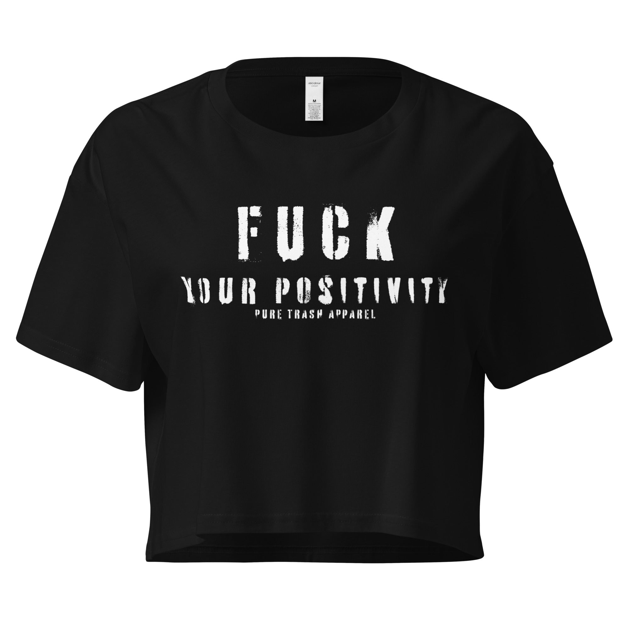 Pure Trash Womens Fuck Your Positivity top crop Black