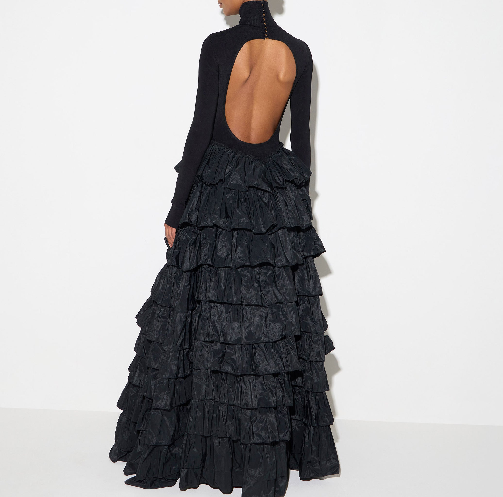 Elisabetta Franchi AM56S67E2 Abito Red Carpet Nero Taglia 42 Balze