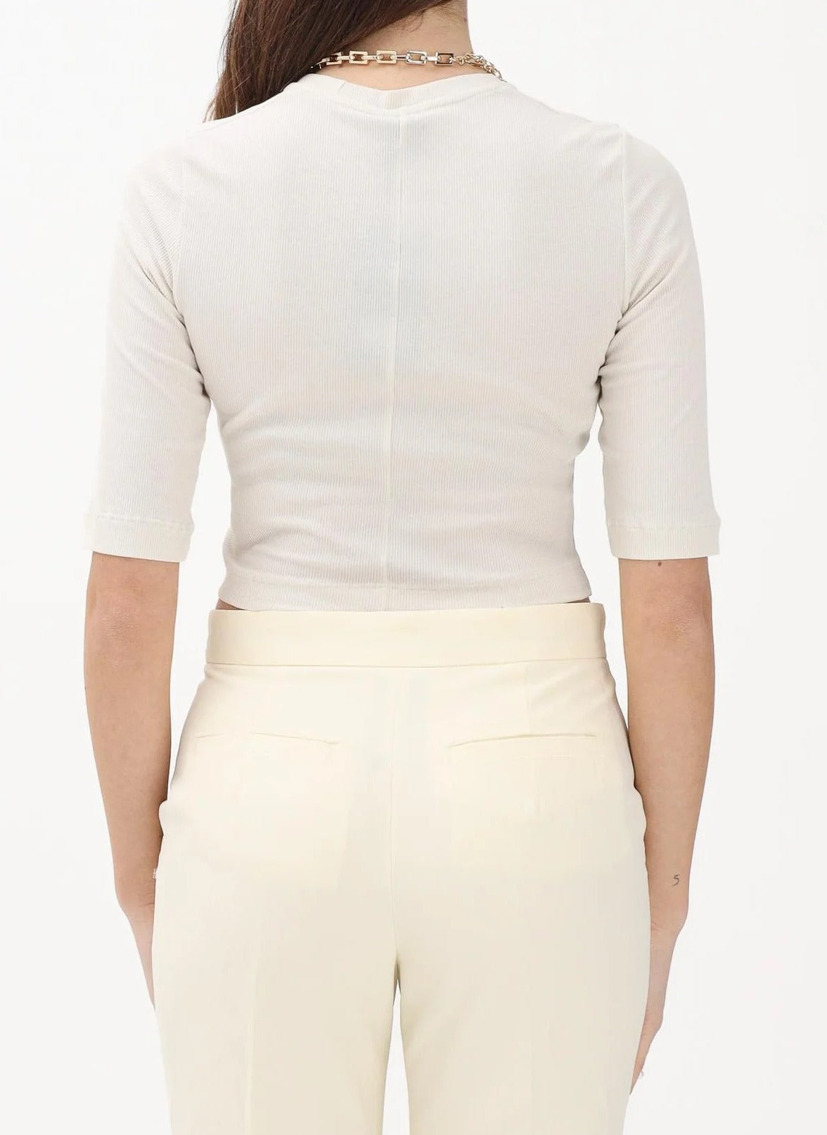 Pinko Kimberly 106635 A32C maglia donna panna viscosa costine
