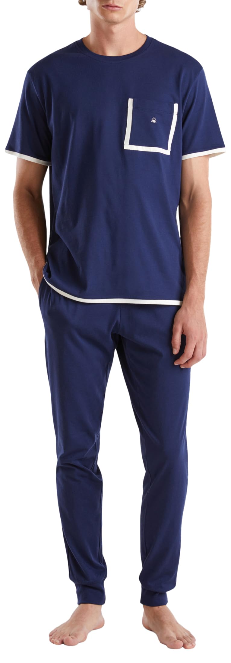 Benetton 30964F00G Pantalone Pigiama Uomo Jersey Blu