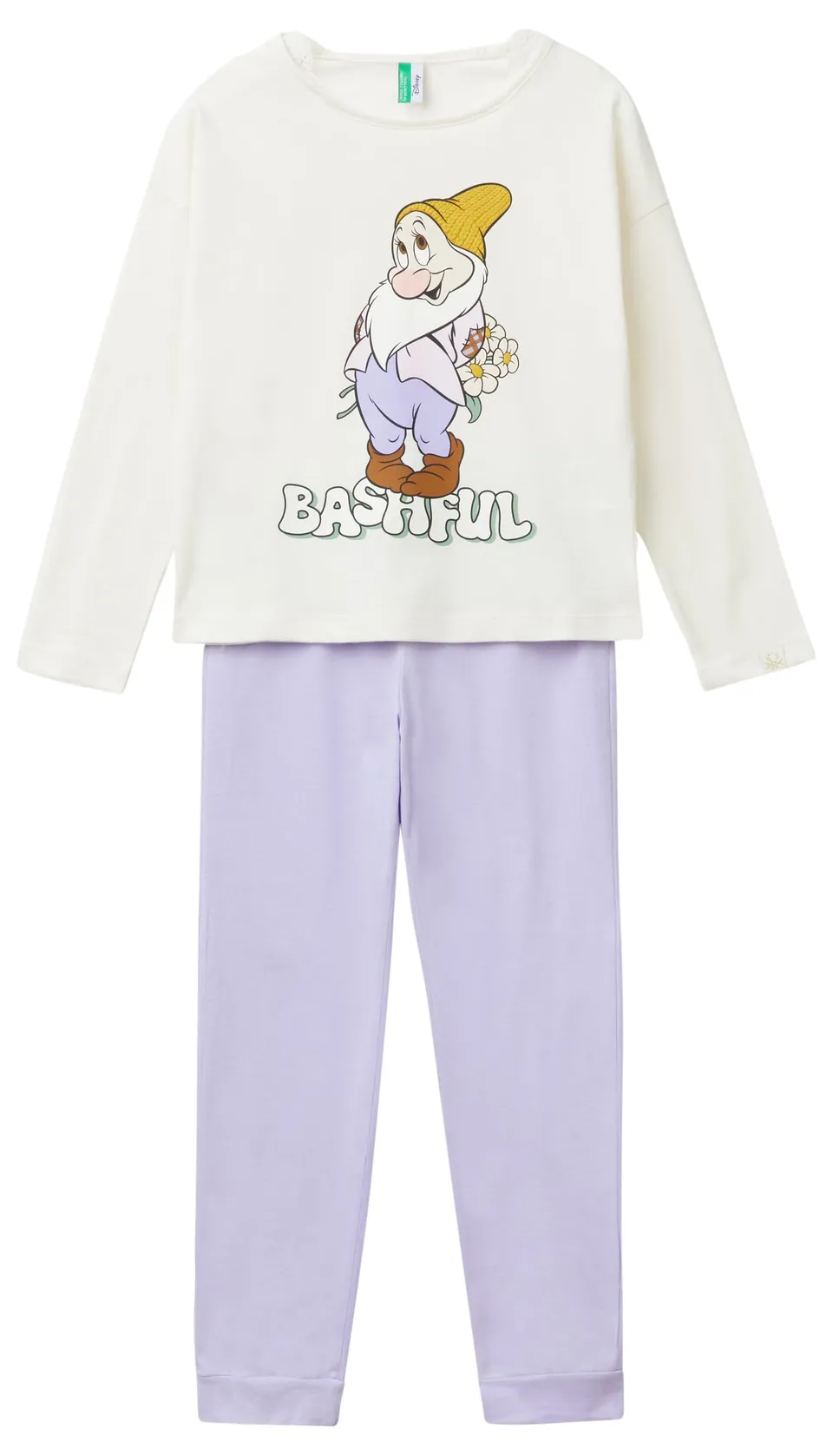 Benetton pigiama cotone Disney glitter tinta unita maglia+pantalone