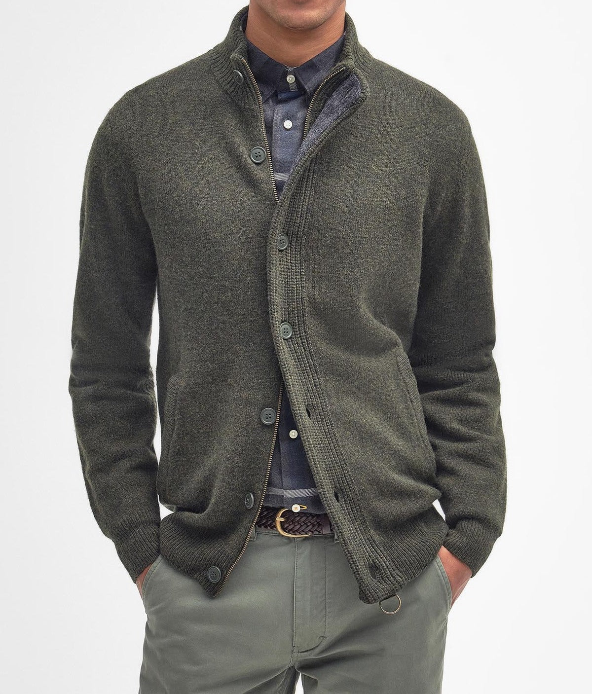 Barbour Essential MKN0731 maglione lana Seaweed uomo