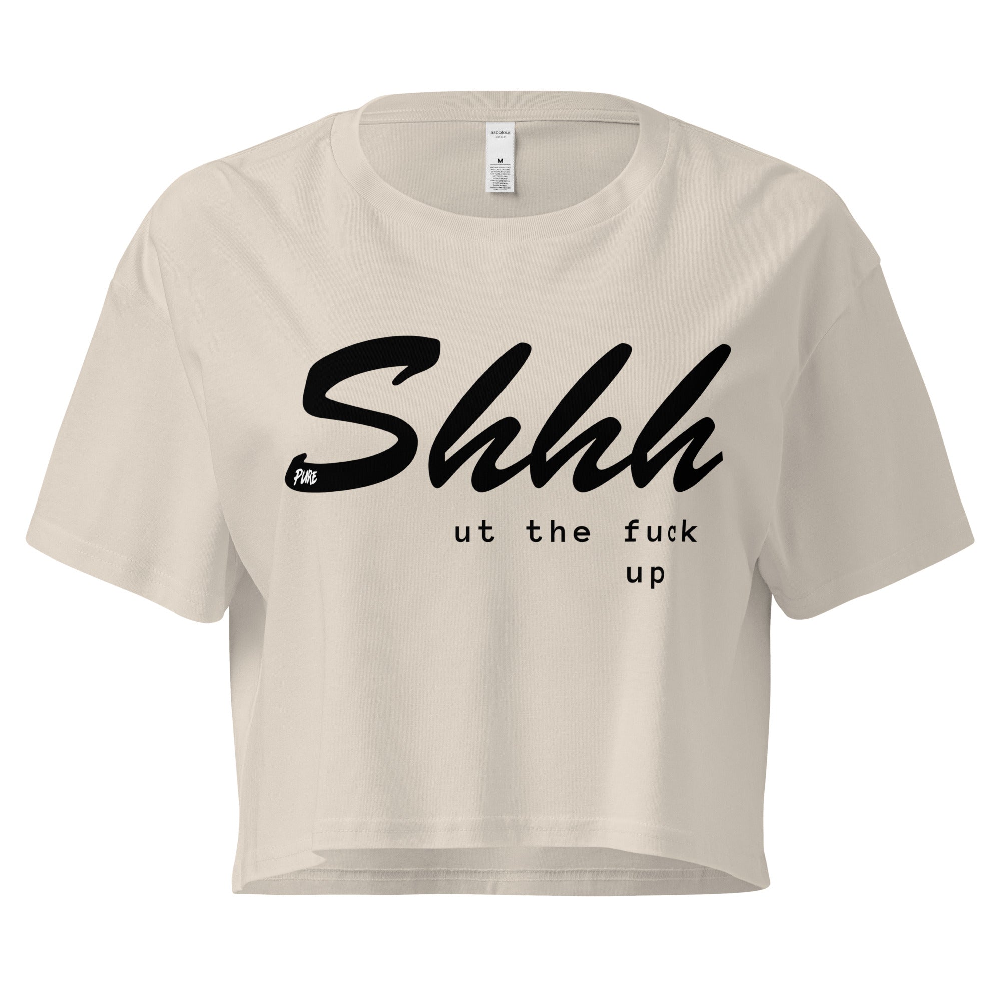 Pure Trash Womens T-Shirts Shhhut crop top donna cotone nero
