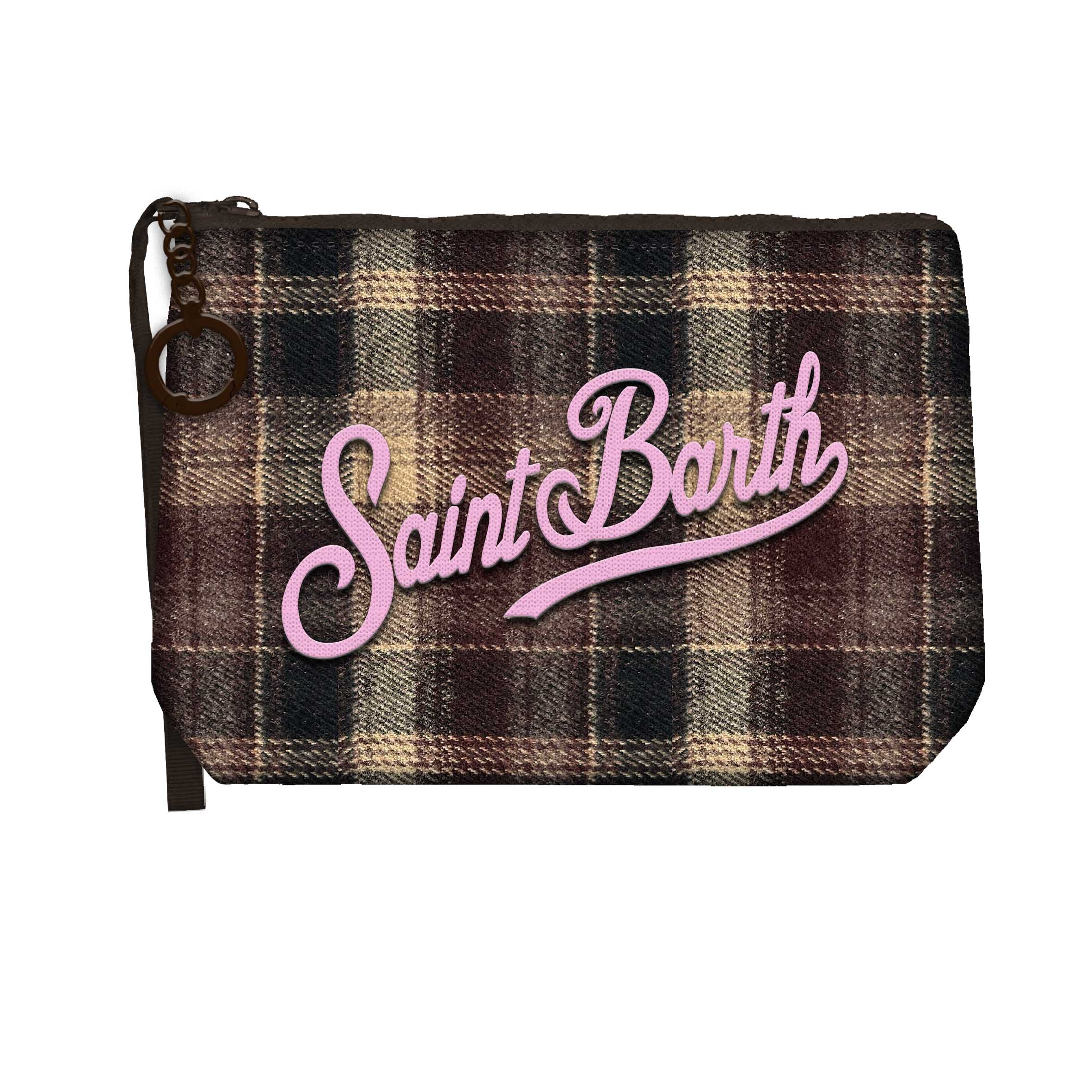MC2 Saint Barth Aline Mini Wool Pochette Tartan Bordeaux