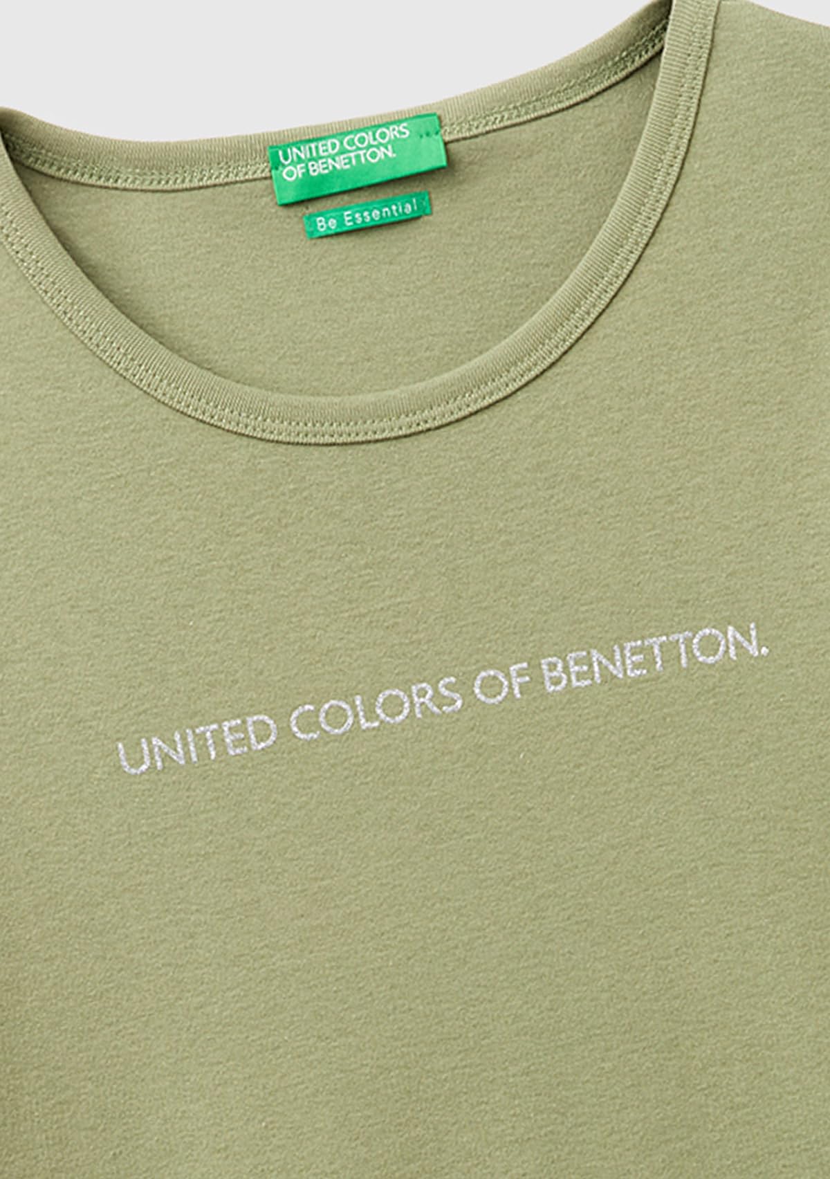 Benetton 3GA8E16A2 T-Shirt Donna Verde Glitter