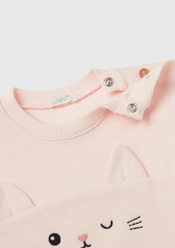 Benetton 3j70a1058 Felpa Bimbi Blu girocollo orecchie