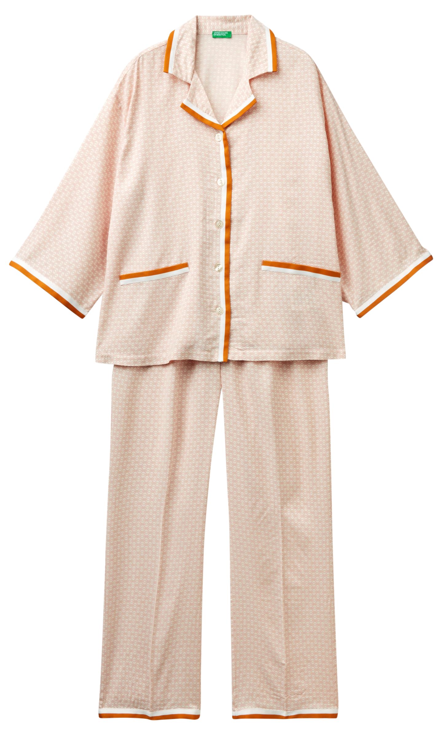 Benetton 41hh3p00e Pigiama Donna Rosa Pastello Viscosa