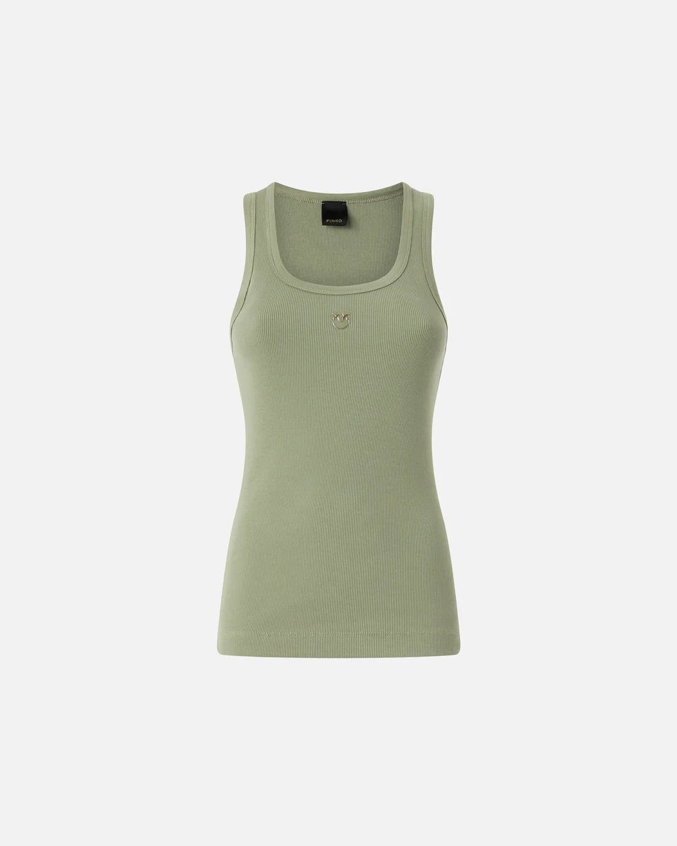 Pinko 100807 A338 canotta cotone verde aderente