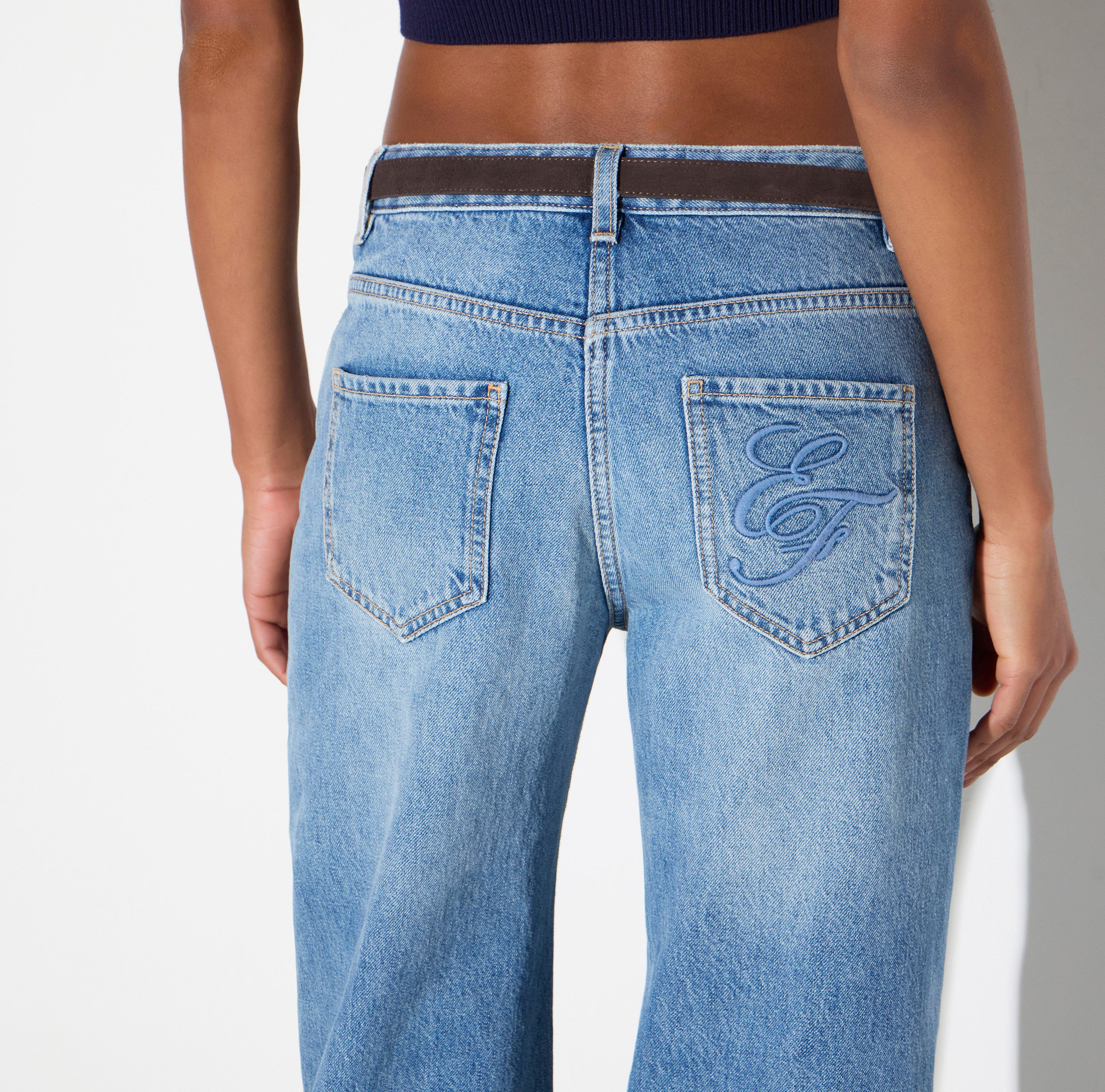 Elisabetta Franchi PJ20N66E2 jeans palazzo donna blue vintage