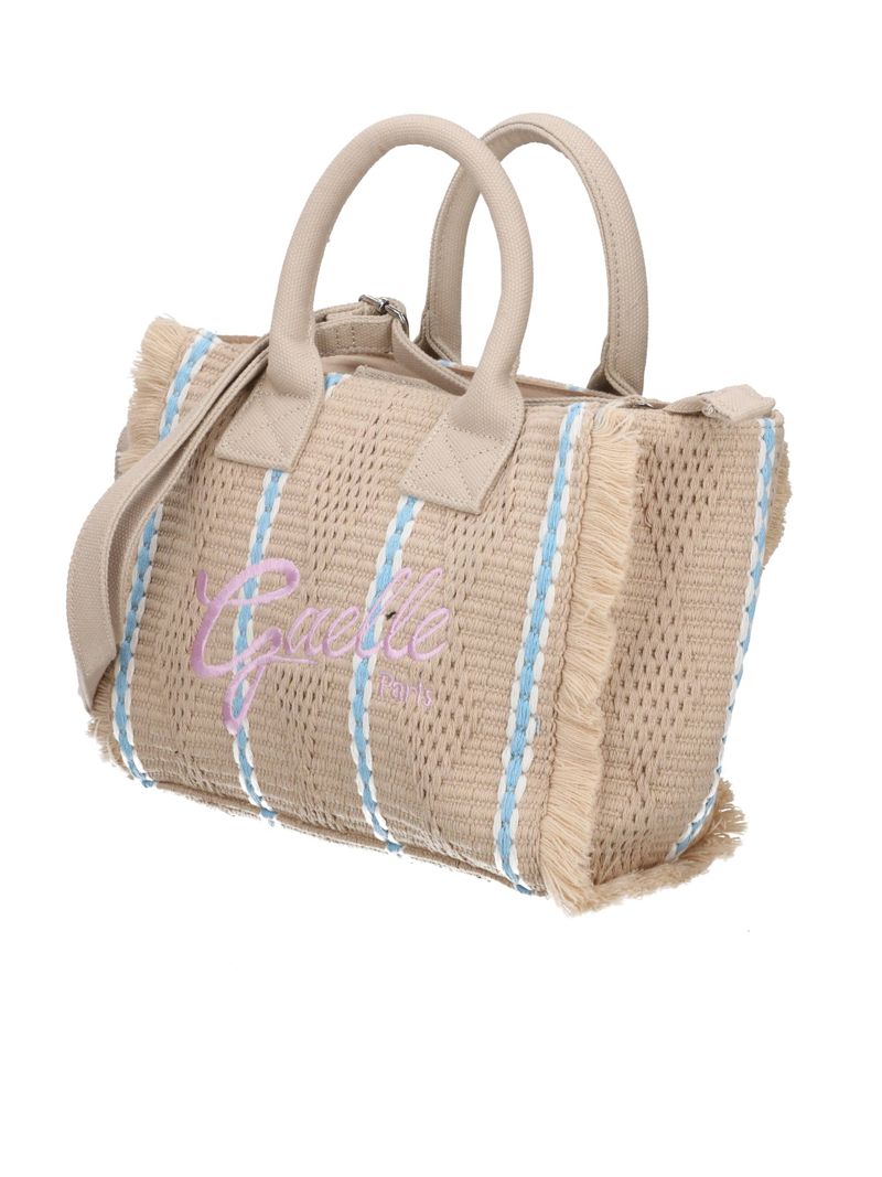 Gaelle Paris GAACW03187 Shopper Beige misto cotone logo rosa