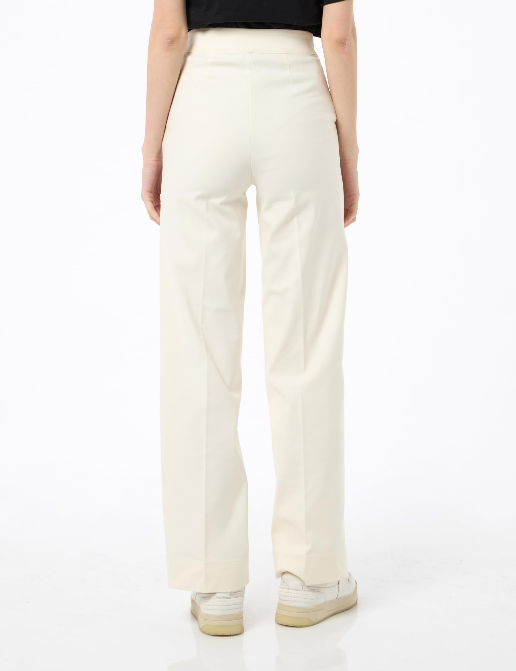 Benetton Pantaloni Palazzo Donna Bianchi 36 Vita Alta