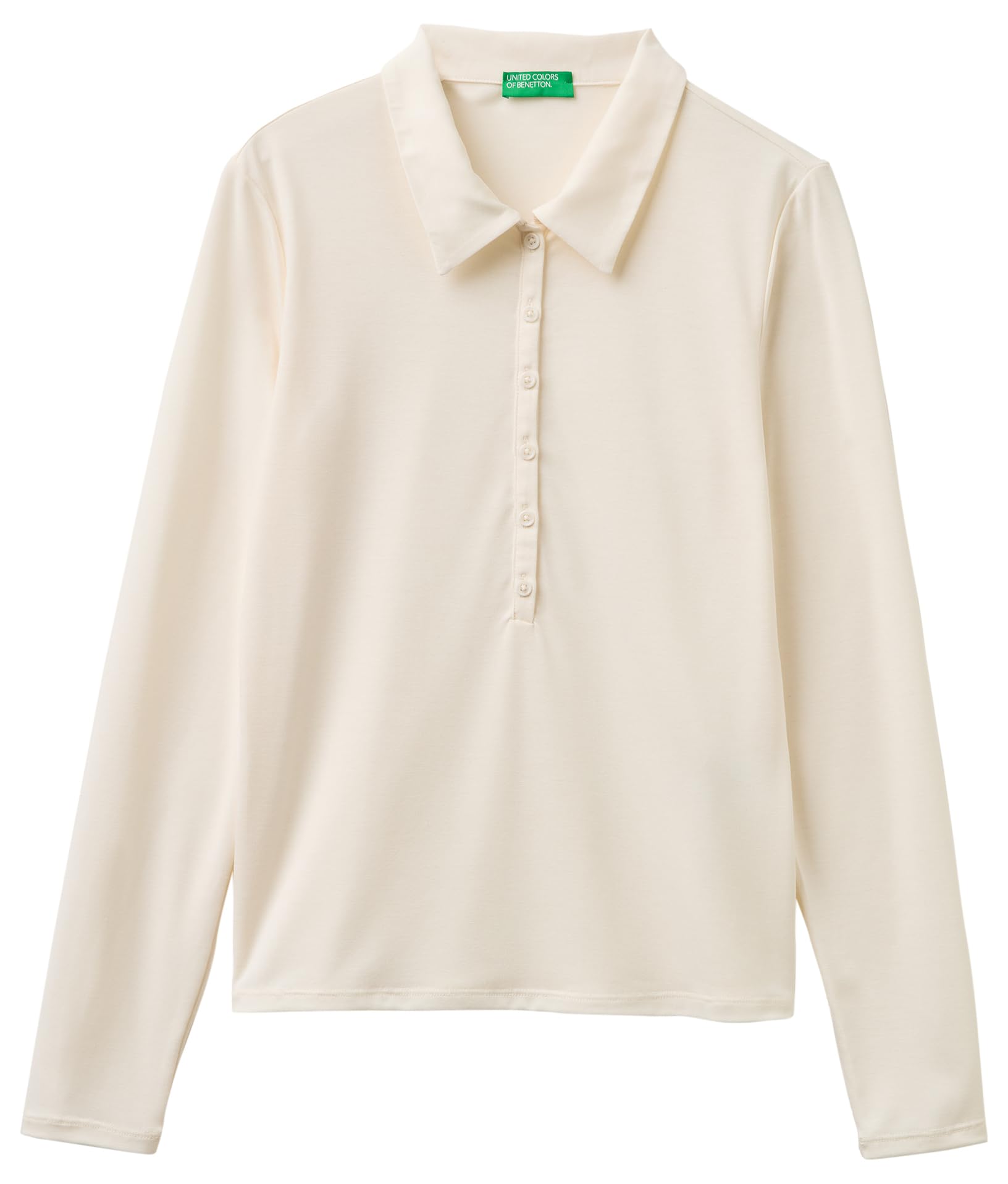 Benetton Polo Donna Marrone Manica Lunga Regular