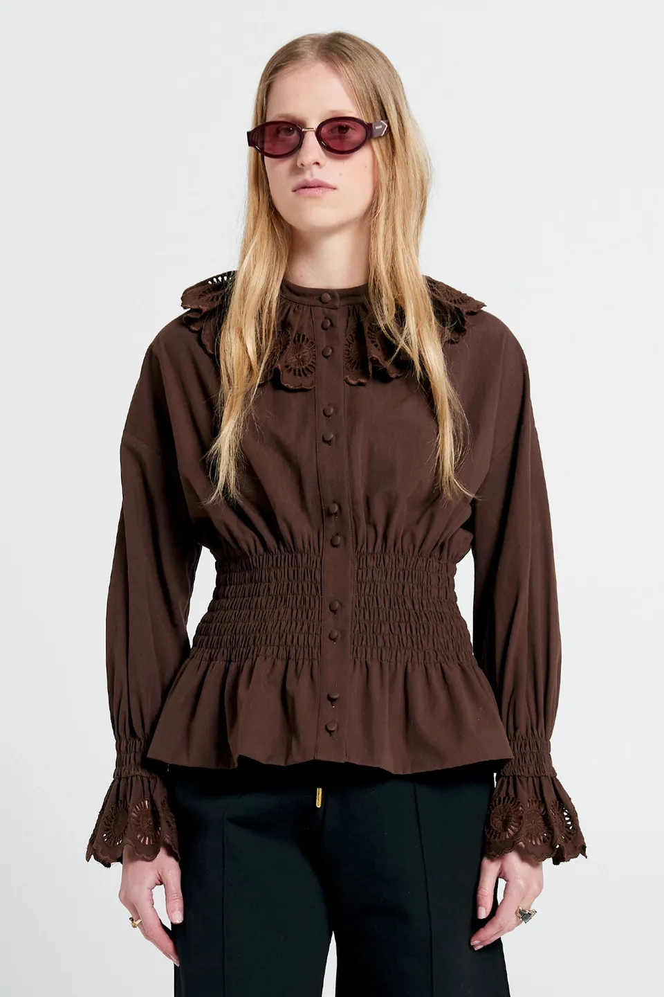 Karen Walker Treasurer Camicia Cioccolato Cotone Organico