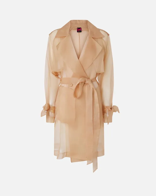Pinko Cocco 106614 A2DJ trench donna rosa beige seta