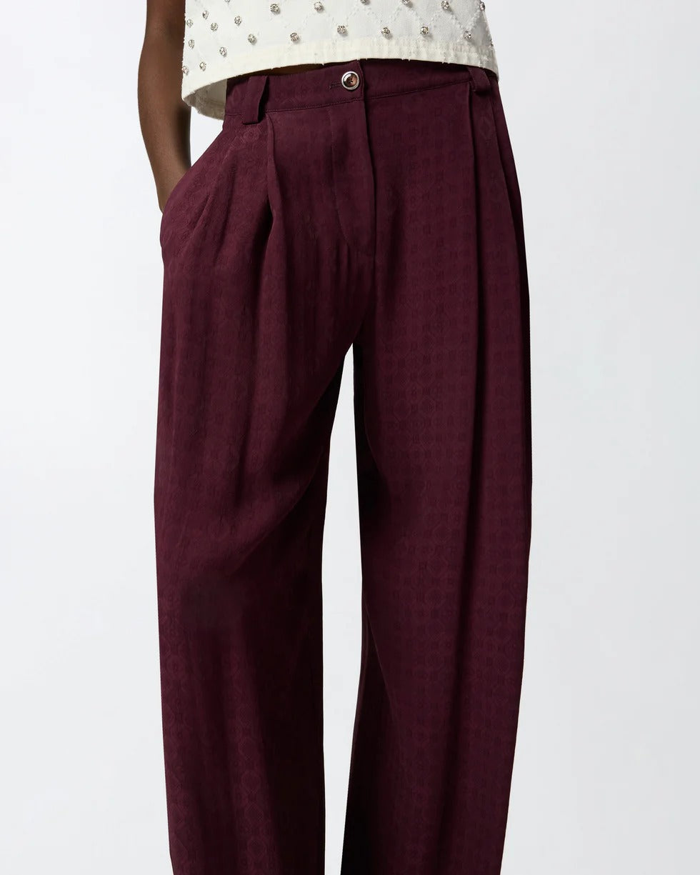 Pinko Ruth 106203 A33H pantalone jacquard Bordeaux donna