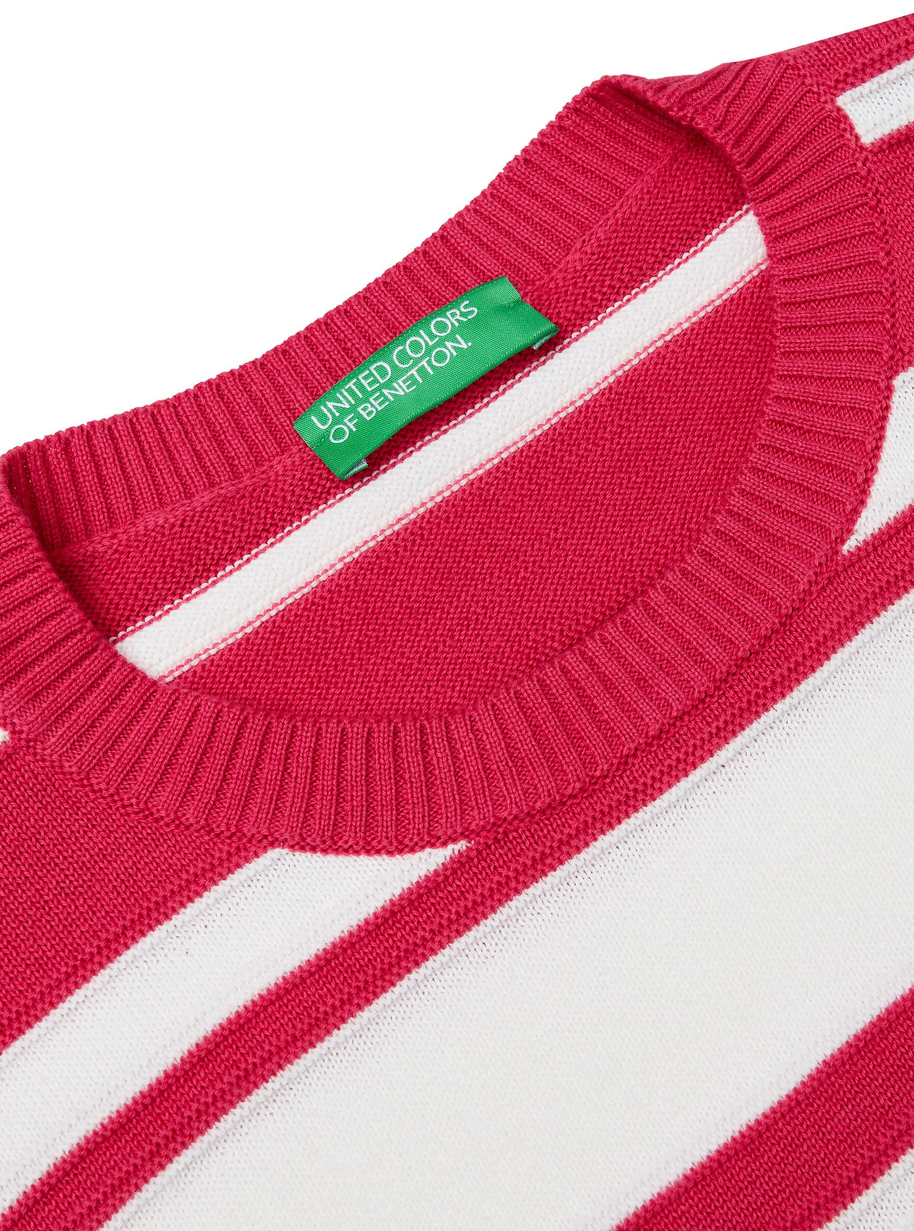 Benetton Maglieria Maglia Girocollo Rigata Manica Corta Cotone