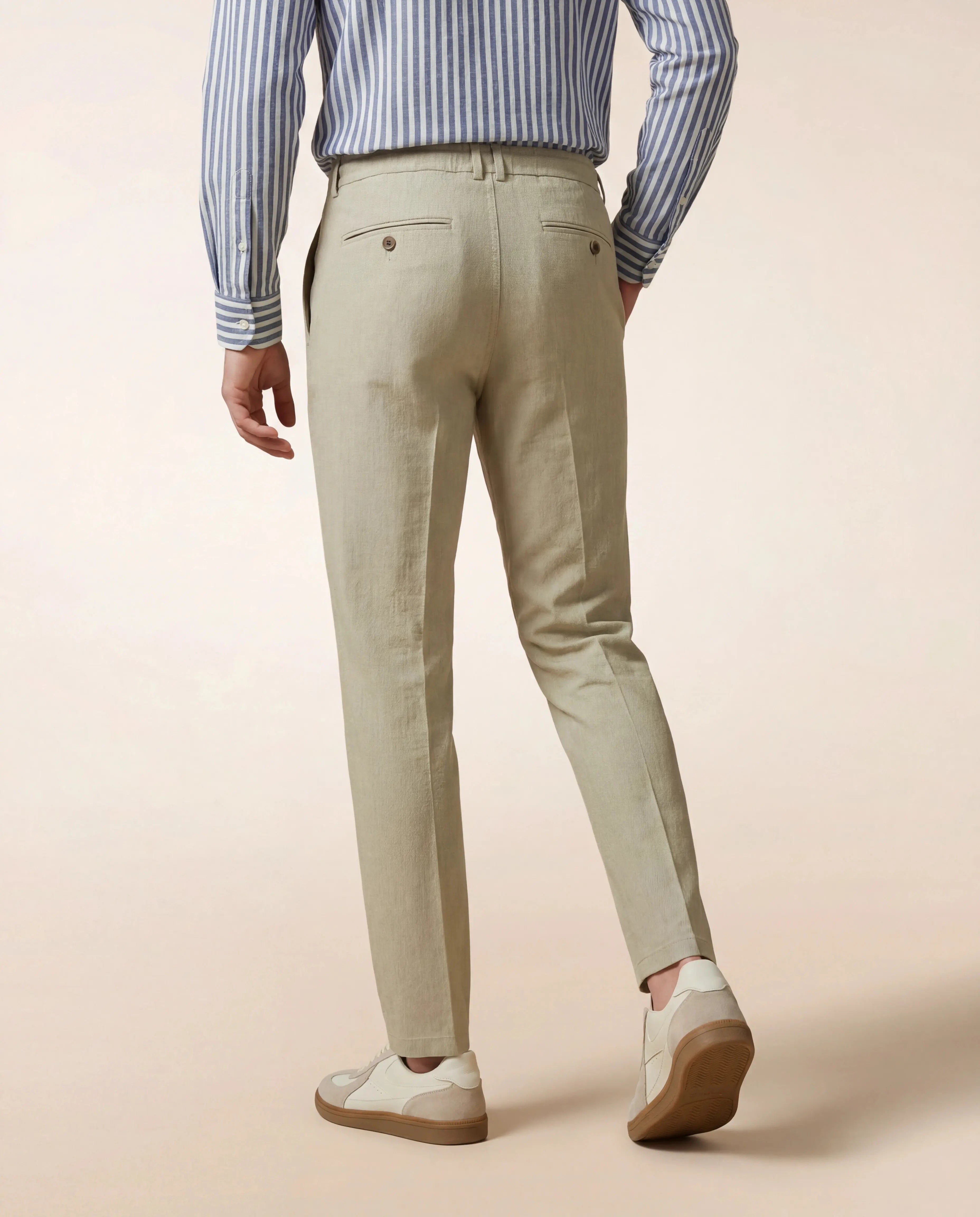 Cruna Mitte 1712 pantalone uomo ecru lino