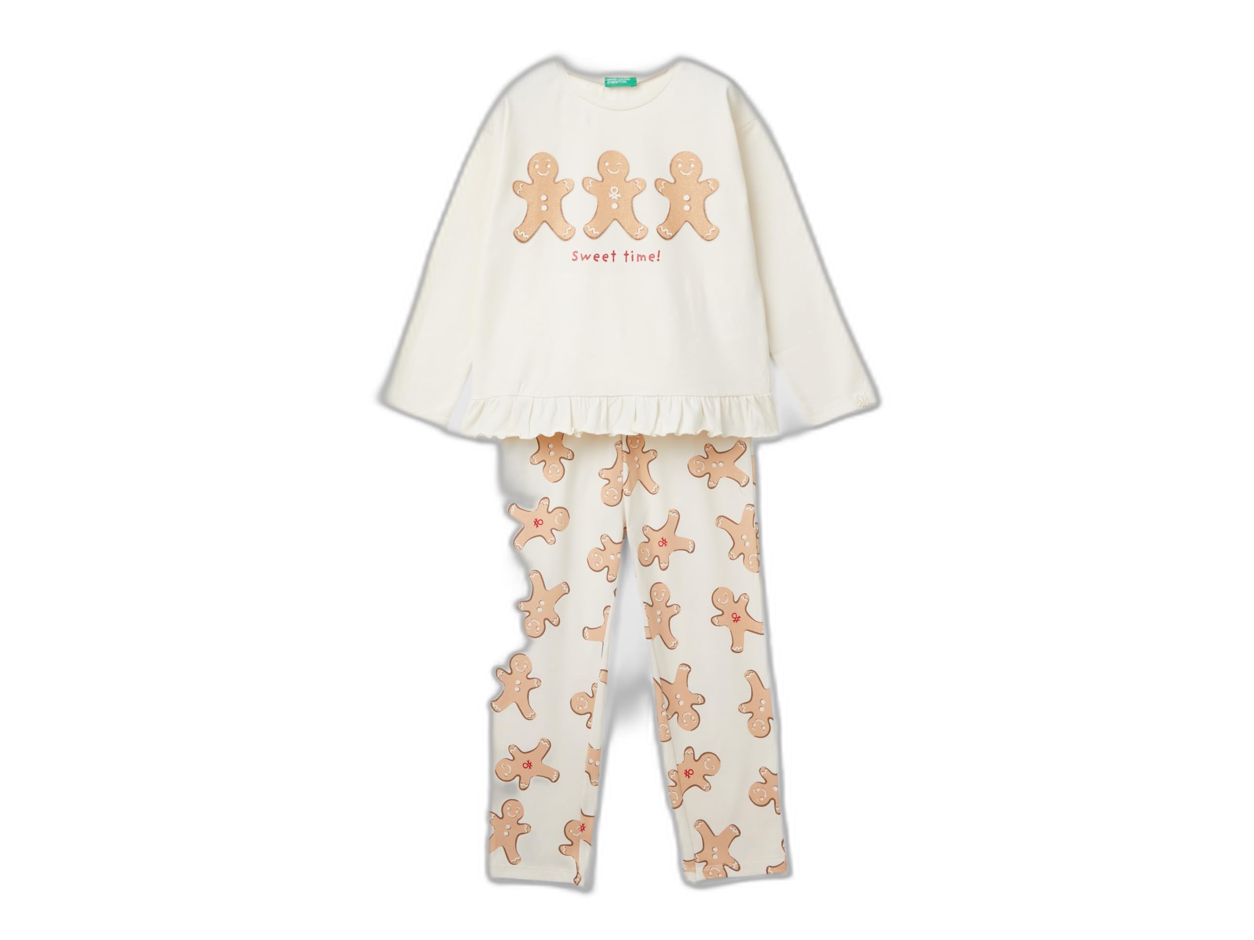 Benetton 3dke0p07z pigiama bambina bianco jersey