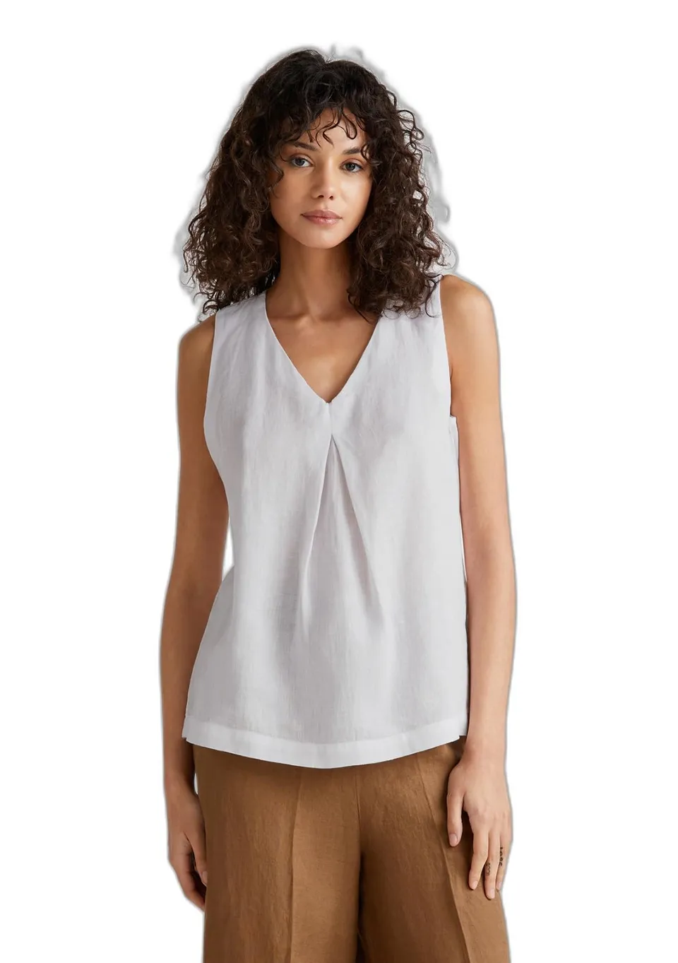 Benetton 5bmldq06w Blusa Donna Lino Verde Militare