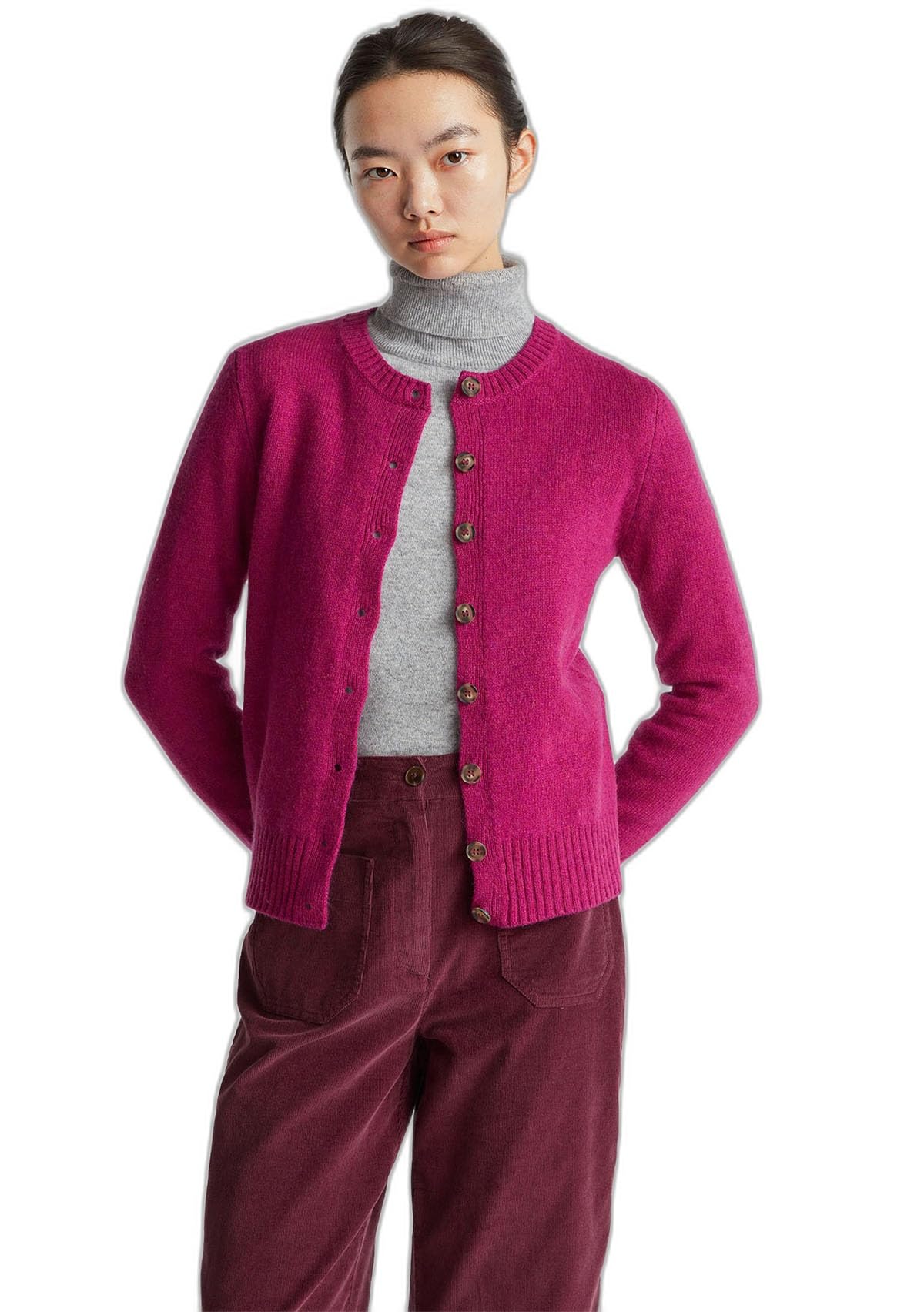 Benetton 103ME500L Cardigan Donna Grigio XXS