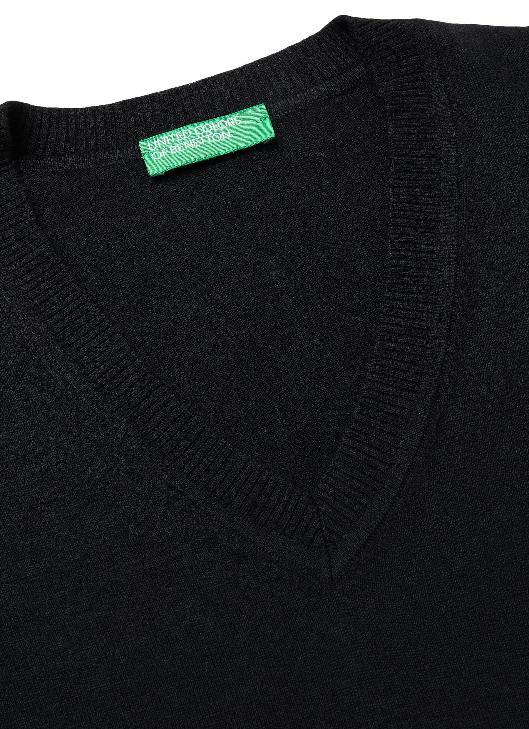 Benetton Maglieria 1y6sd403o maglia scollo V nera XXS