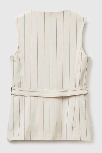 Benetton 26Q2DJ015 Gilet Donna Gessato con Cinturina Taglia 38
