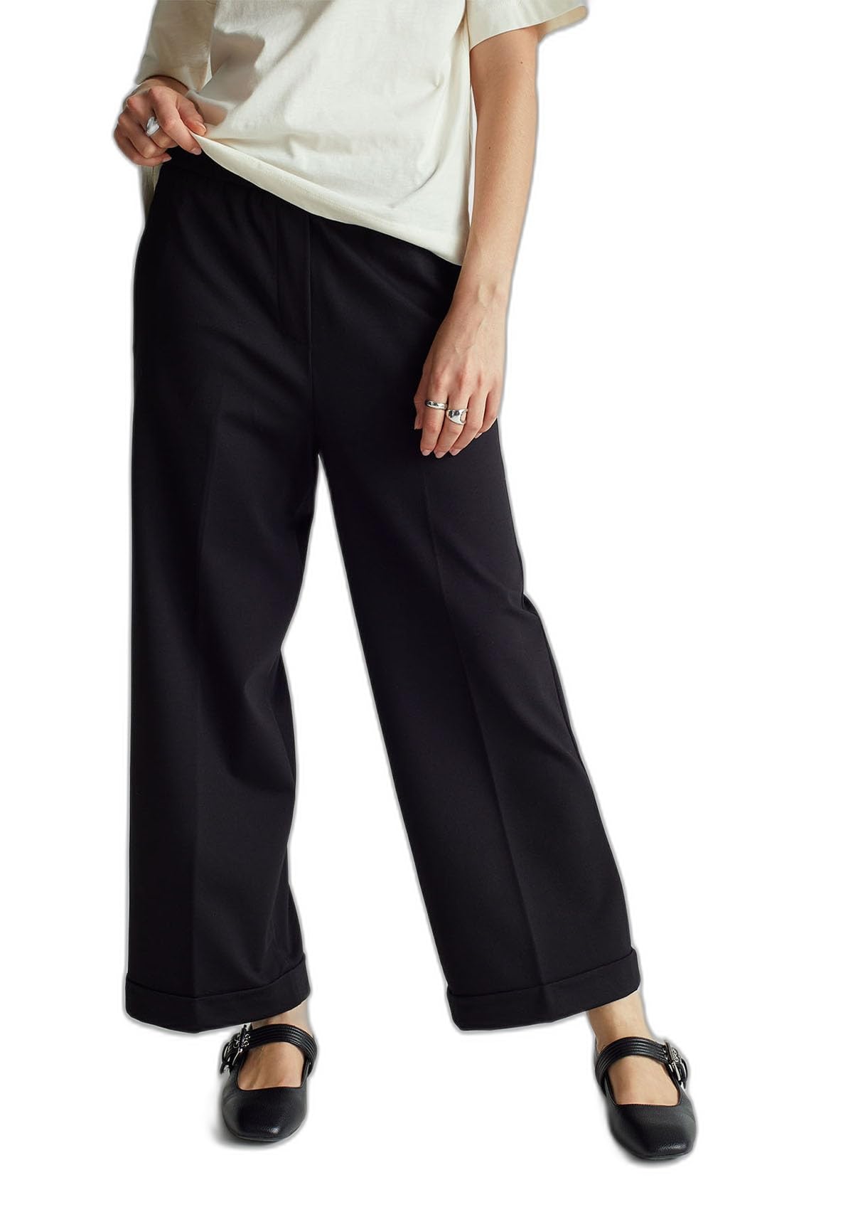 Benetton 47ckdf09y Pantalone Nero Gamba Dritta