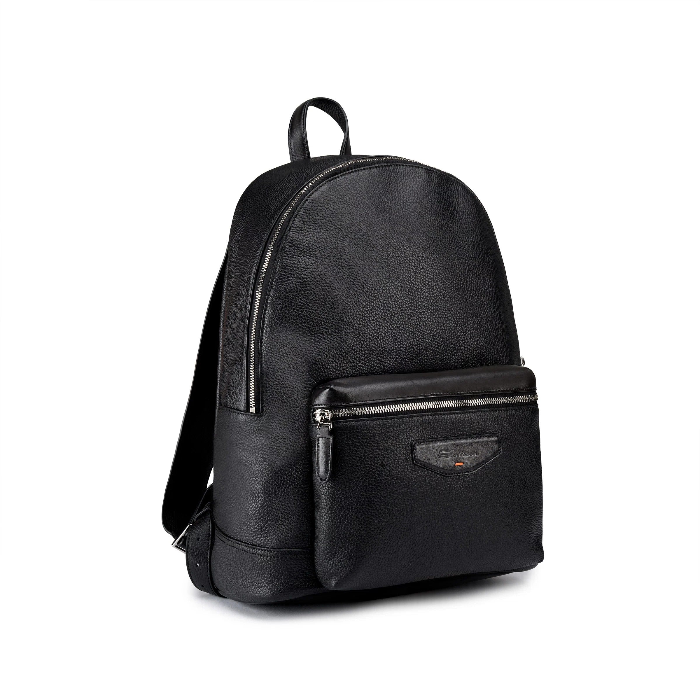 Santoni UIBBA3131TRA Zaino Pelle Martellata Nero Fumo