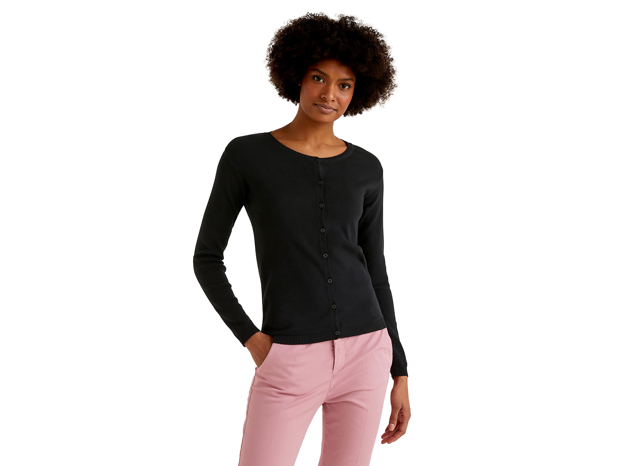 Benetton Maglia Coreana 1091d5558 Cardigan Donna Rosa 0g0